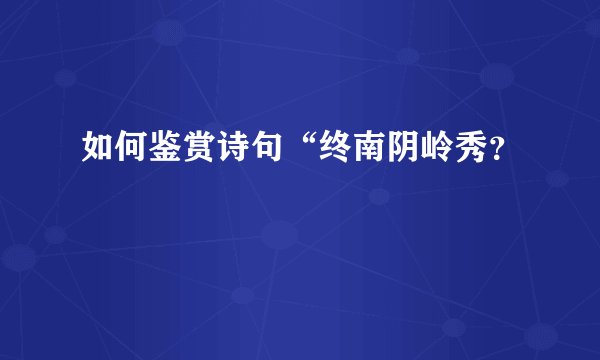 如何鉴赏诗句“终南阴岭秀？