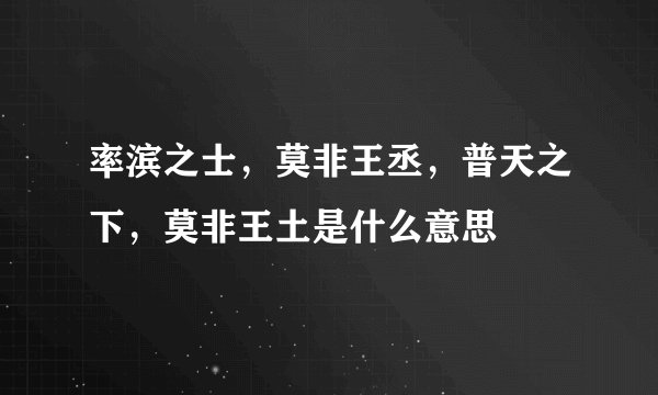 率滨之士，莫非王丞，普天之下，莫非王土是什么意思