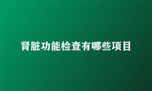 肾脏功能检查有哪些项目