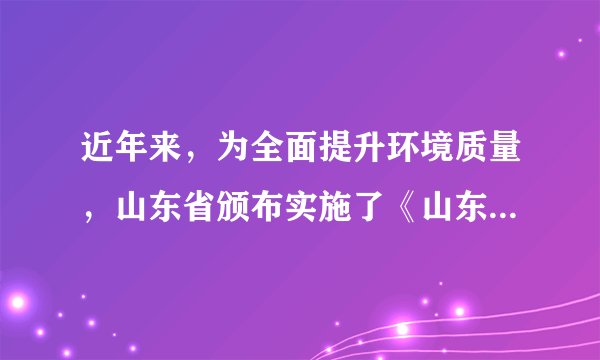 近年来,为全面提升环境质量,山东省颁布实施了《山东省地方环境标准》、《山东省南水北调工程沿线区域水污染防治条例》等一系列地方性法规,规范了涉及环境安全的各种行为;同时,在全省广泛开展环境道德的宣传教育,提高了人们遵守环境道德规范的自觉性。
(1)结合材料,概括说明山东省“全面提升环境质量”的做法给我们什么启示。
(2)作为公民,你认为怎样才能承担起保护环境的责任?