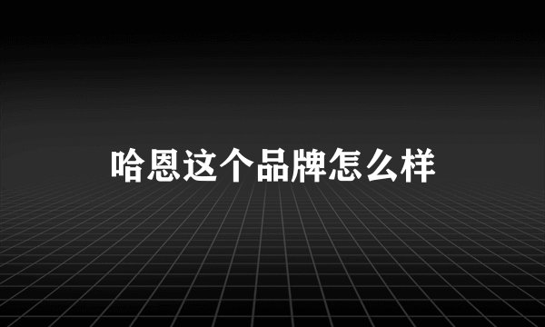 哈恩这个品牌怎么样