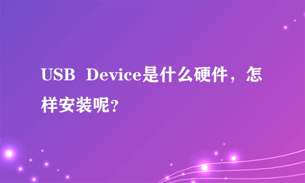 USB Device是什么硬件,怎样安装呢?