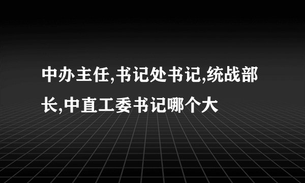 中办主任,书记处书记,统战部长,中直工委书记哪个大