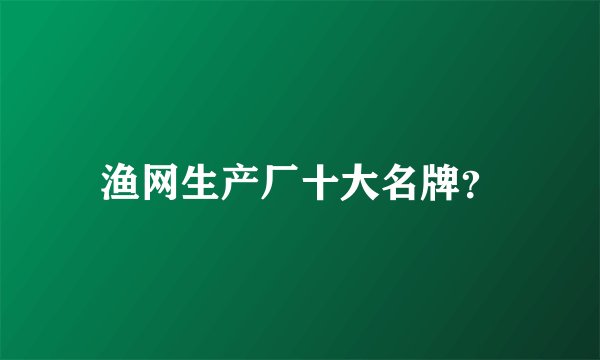 渔网生产厂十大名牌？