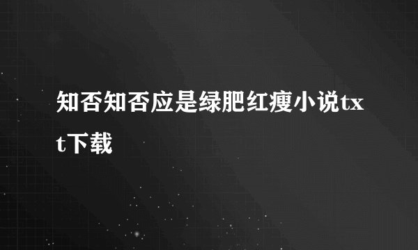 知否知否应是绿肥红瘦小说txt下载