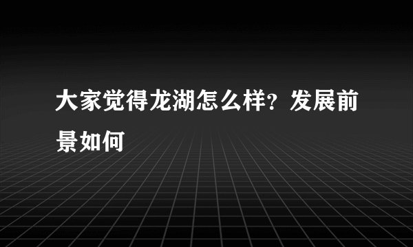 大家觉得龙湖怎么样？发展前景如何
