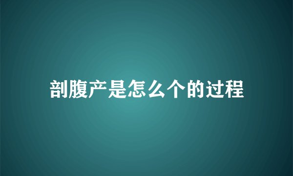 剖腹产是怎么个的过程