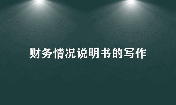 财务情况说明书的写作