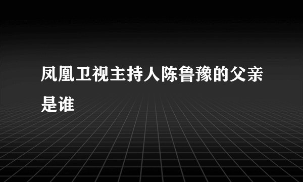 凤凰卫视主持人陈鲁豫的父亲是谁