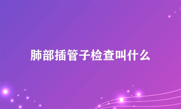 肺部插管子检查叫什么