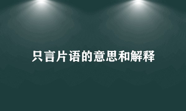 只言片语的意思和解释