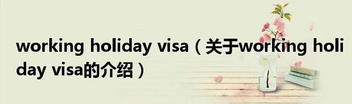 working holiday visa（关于working holiday visa的介绍）