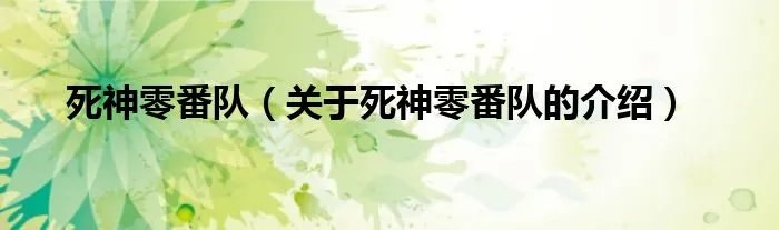 死神零番队（关于死神零番队的介绍）