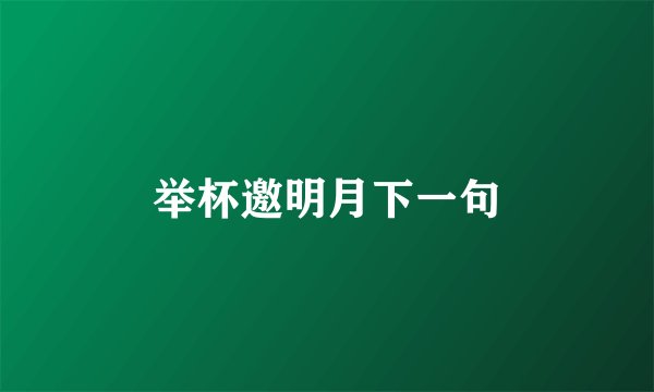 举杯邀明月下一句