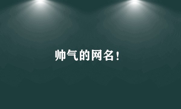 帅气的网名!
