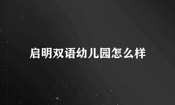 启明双语幼儿园怎么样