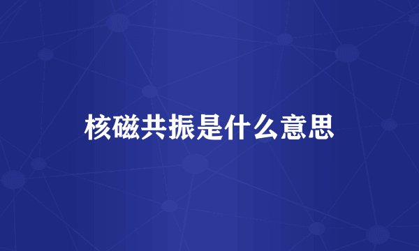 核磁共振是什么意思