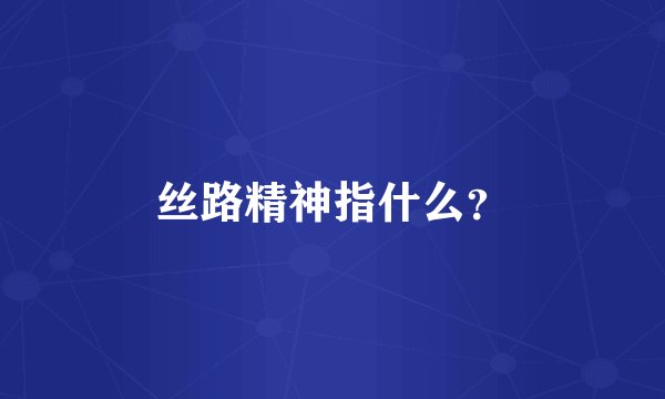 丝路精神指什么？